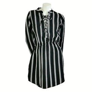 Rue21 Striped Silky Lace-Up Long Sleeve Shirtdress